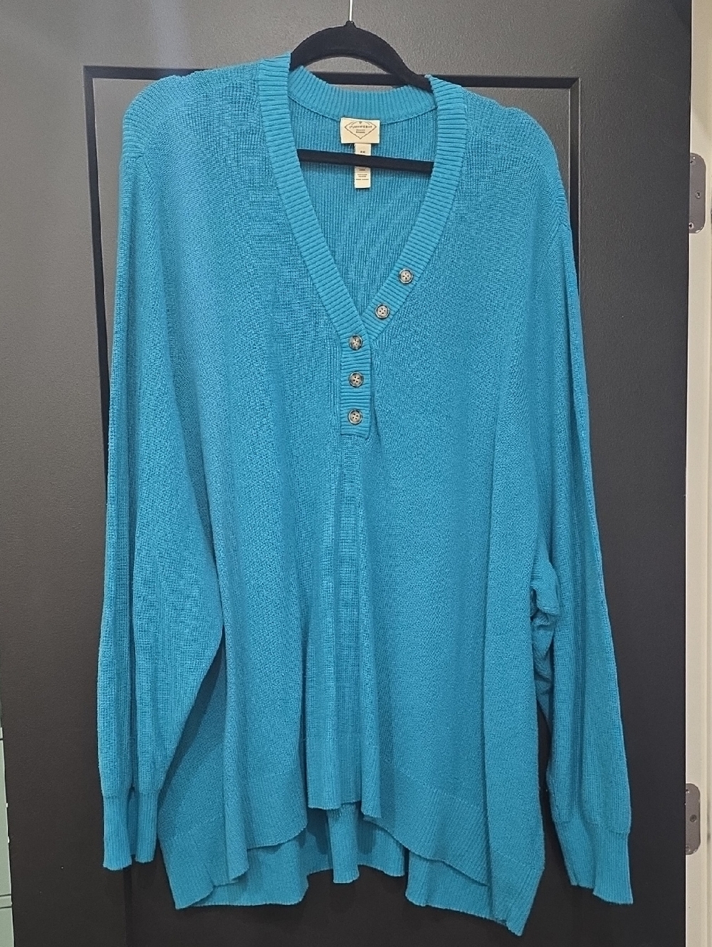 St John's Bay Blue V-Neck Button Sweater Tunic